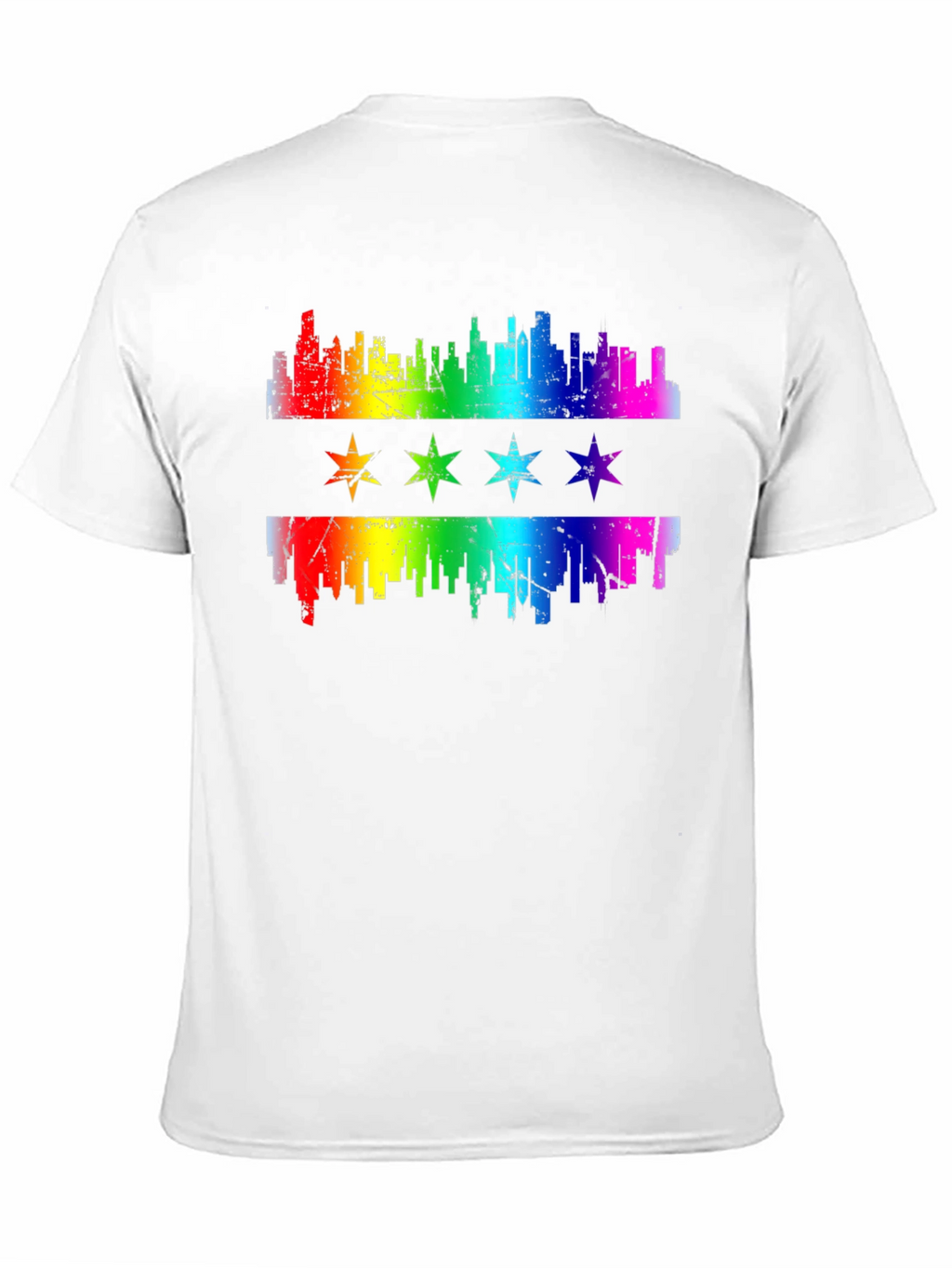 Chicago Pride T-Shirt Rainbow Skyline & Stars Graphic Tee