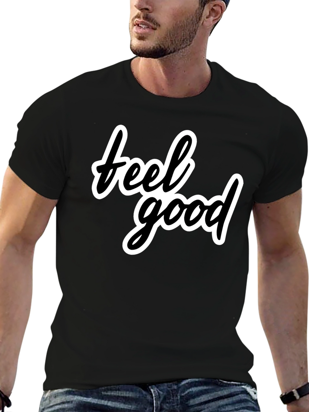 Feel Good Black T-Shirt - Stylish Casual Wear
