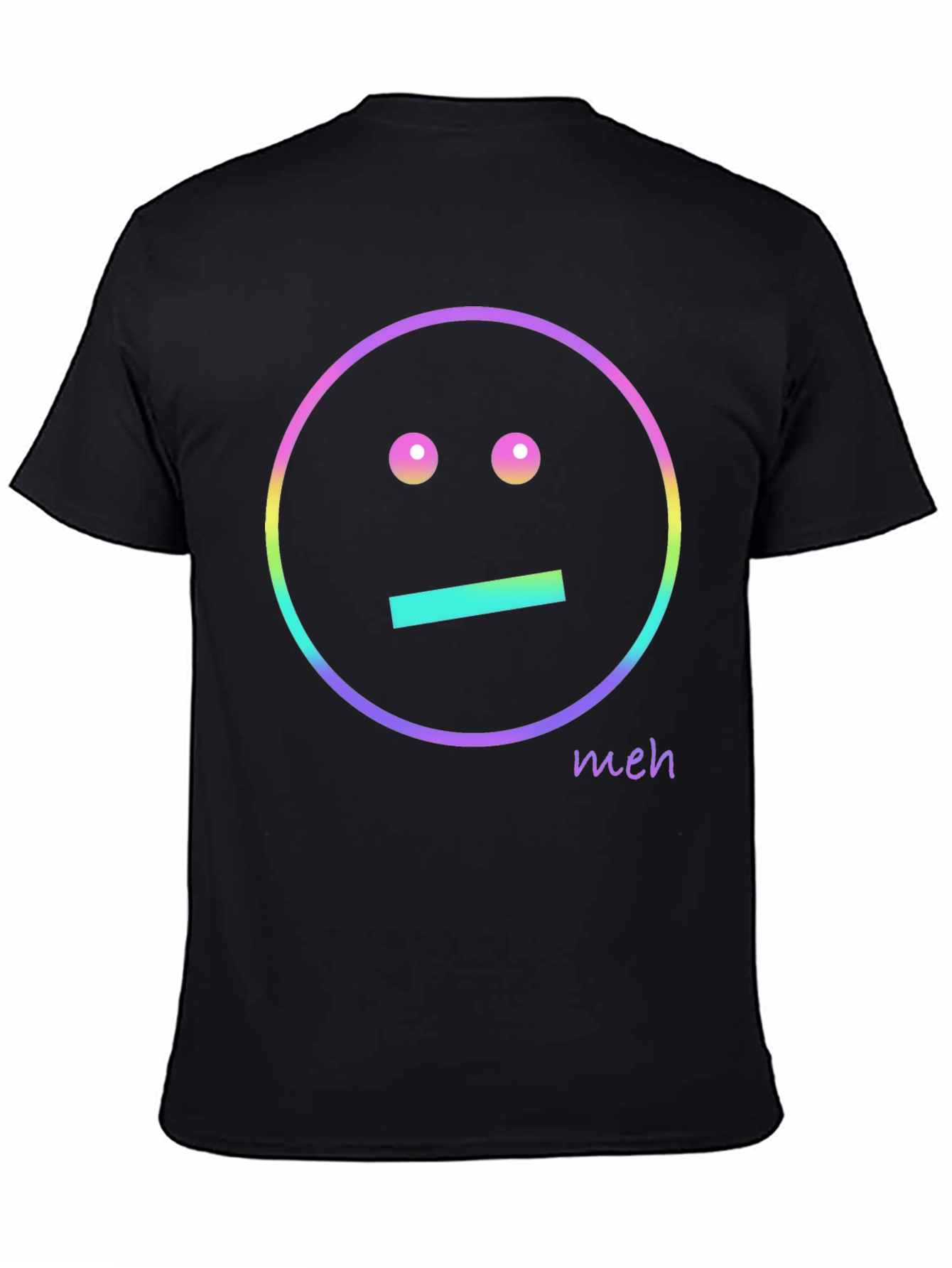 Meh Emoji Graphic T-Shirt - Black Casual Tee