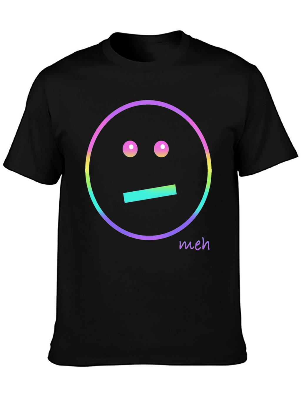 Meh Emoji Graphic T-Shirt - Black Casual Tee