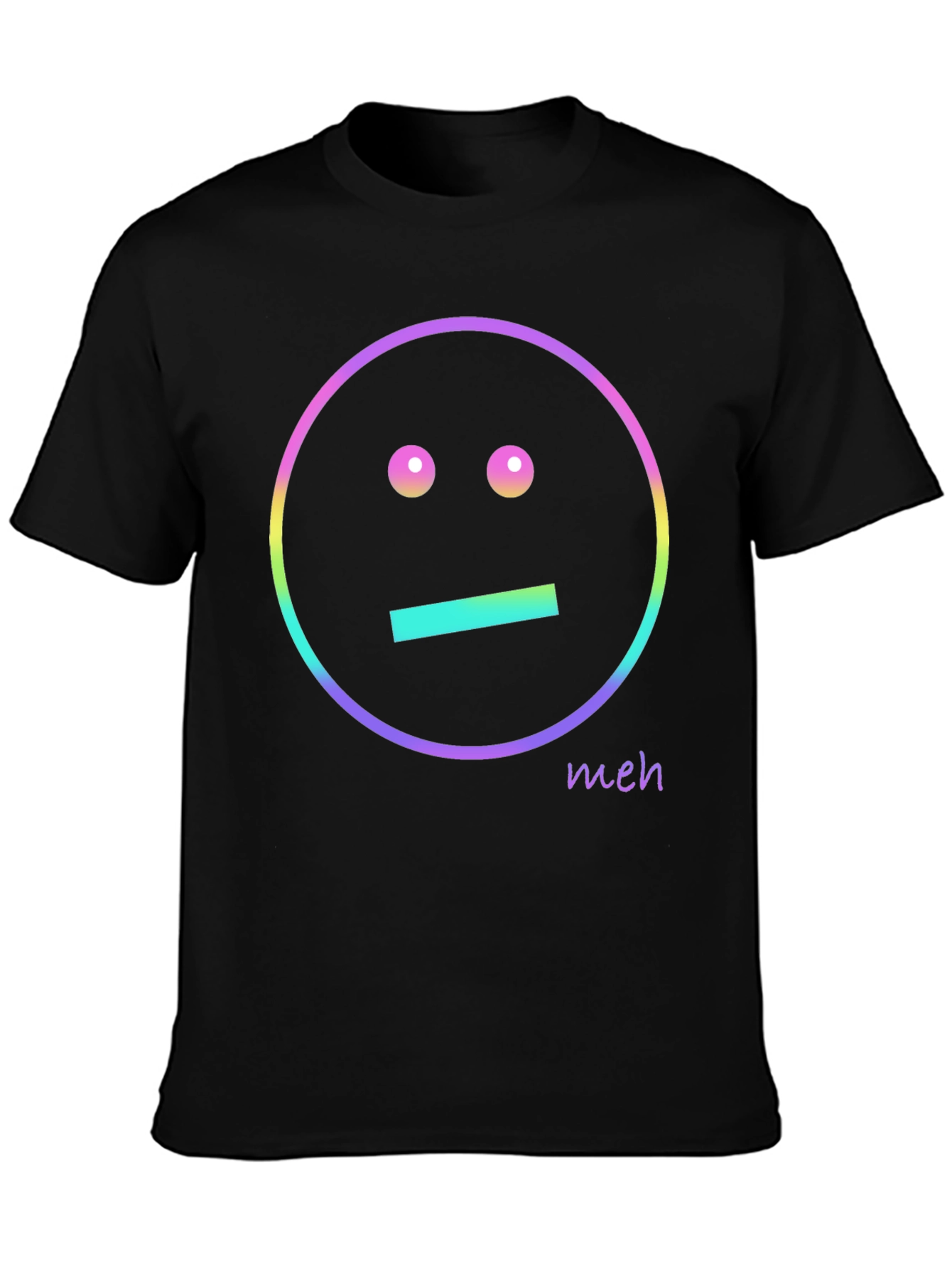 Meh Emoji Graphic T-Shirt - Black Casual Tee