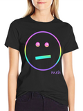 Meh Emoji Graphic T-Shirt - Black Casual Tee