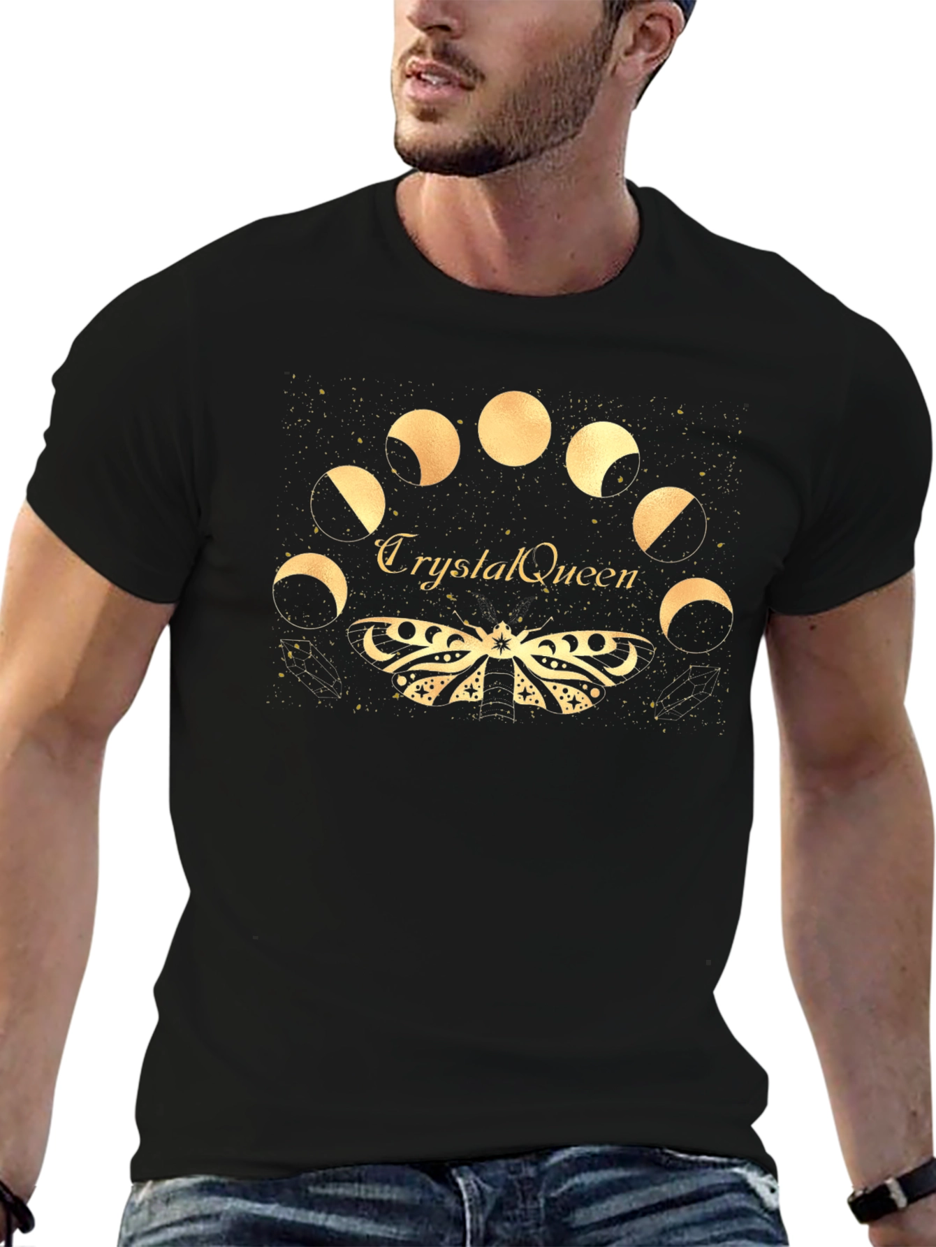 Crystal Queen Lunar Moth Black T-Shirt