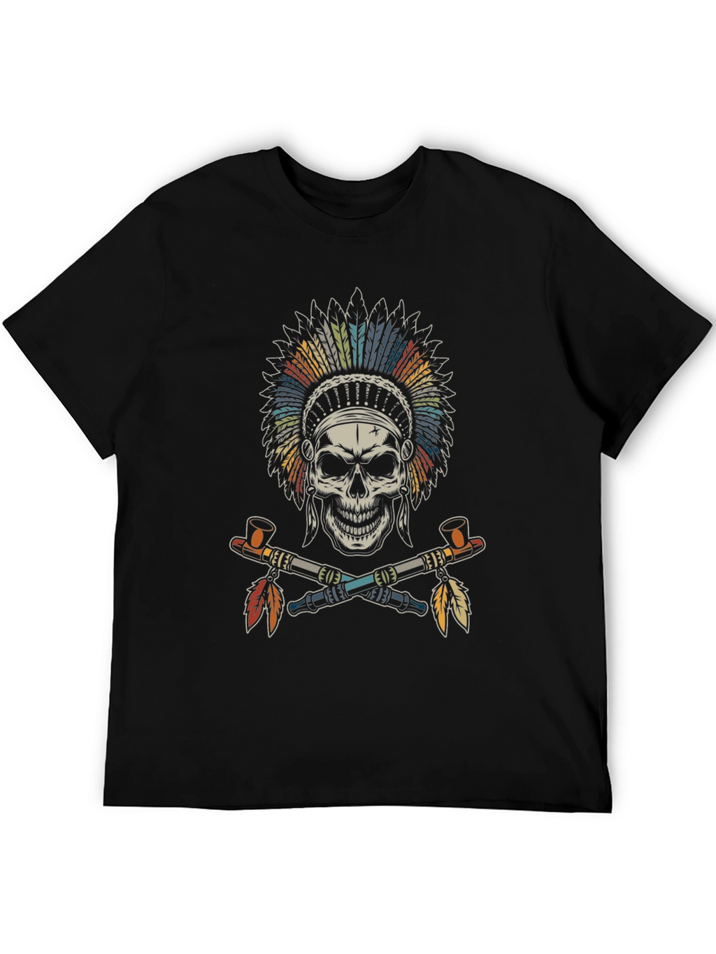Skull Indian Chief T-Shirt - Black