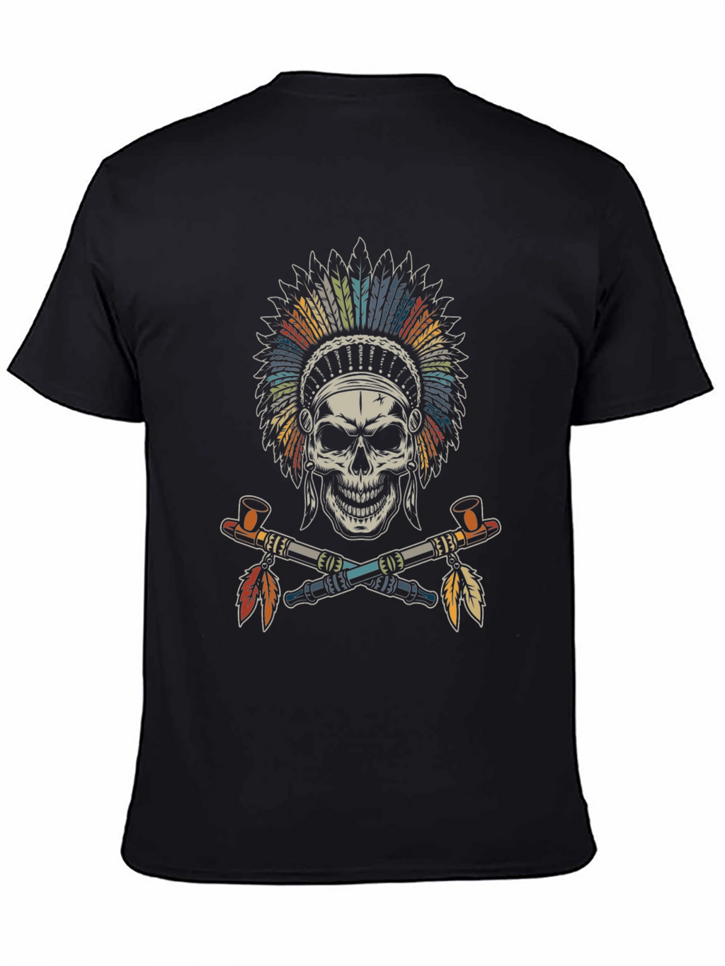 Skull Indian Chief T-Shirt - Black