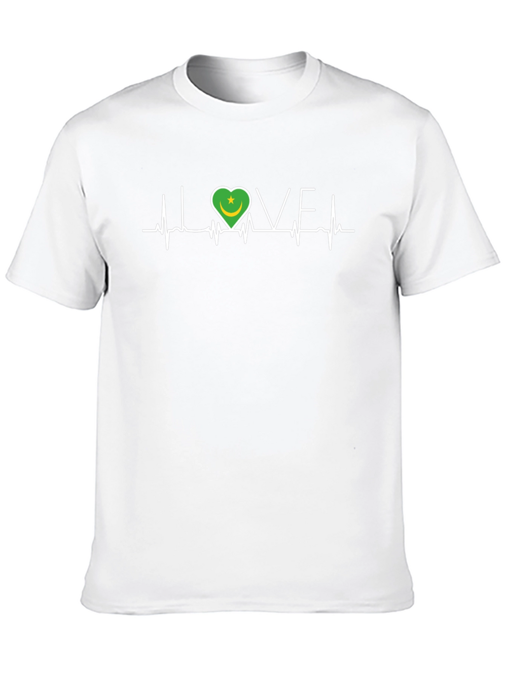 I Love Mauritania T-Shirt Country Flag Heartbeat Tee