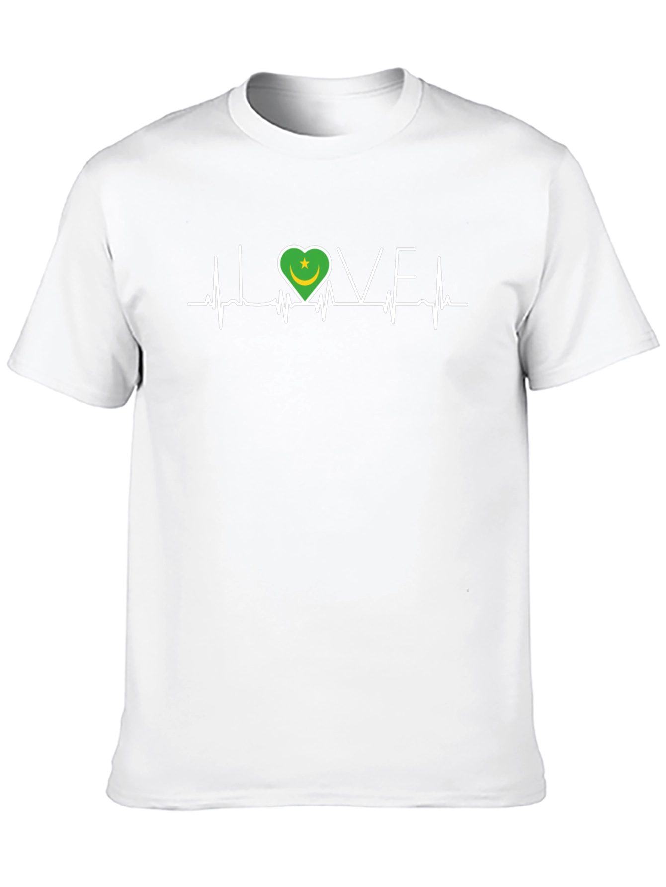 I Love Mauritania T-Shirt Country Flag Heartbeat Tee