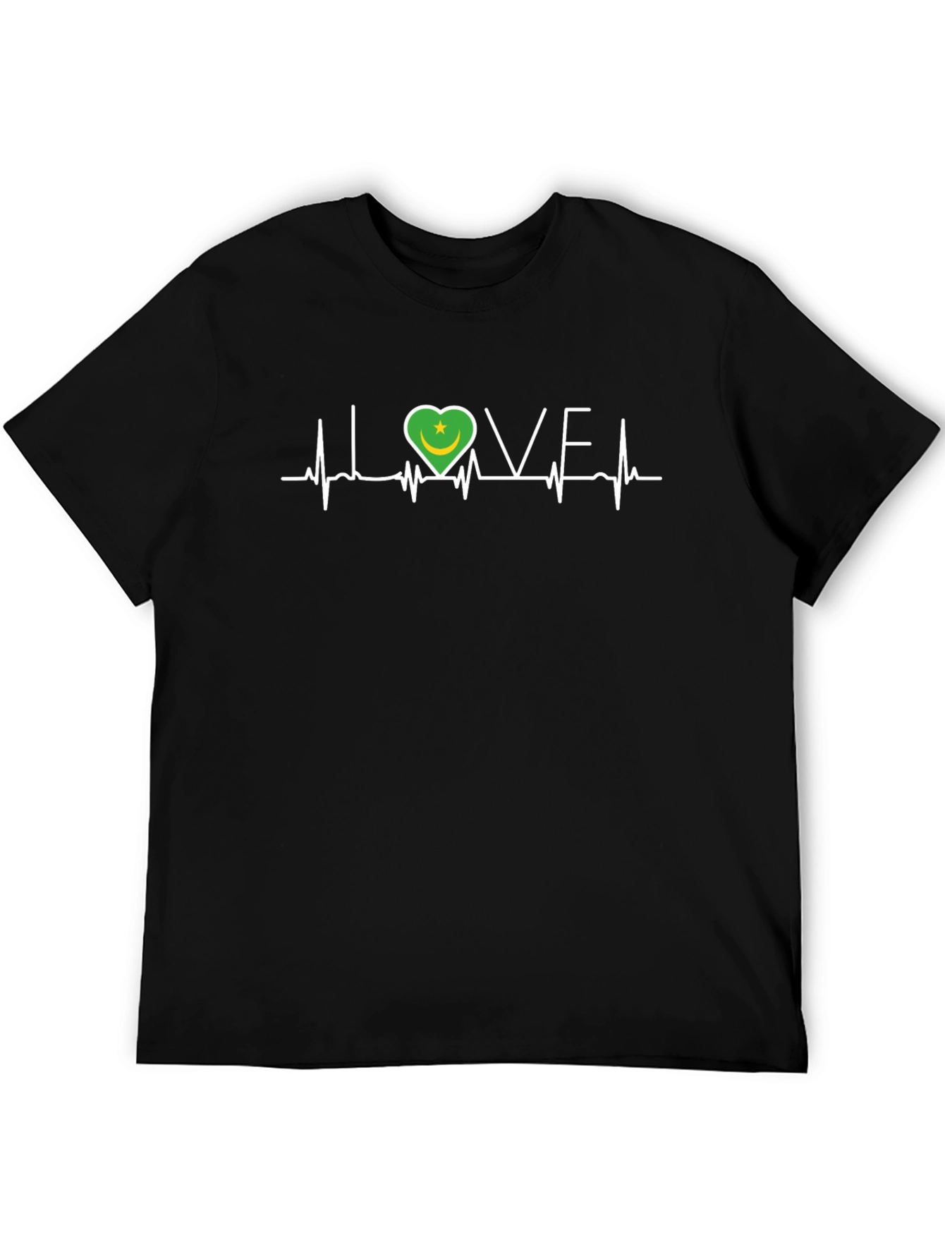 I Love Mauritania T-Shirt Country Flag Heartbeat Tee
