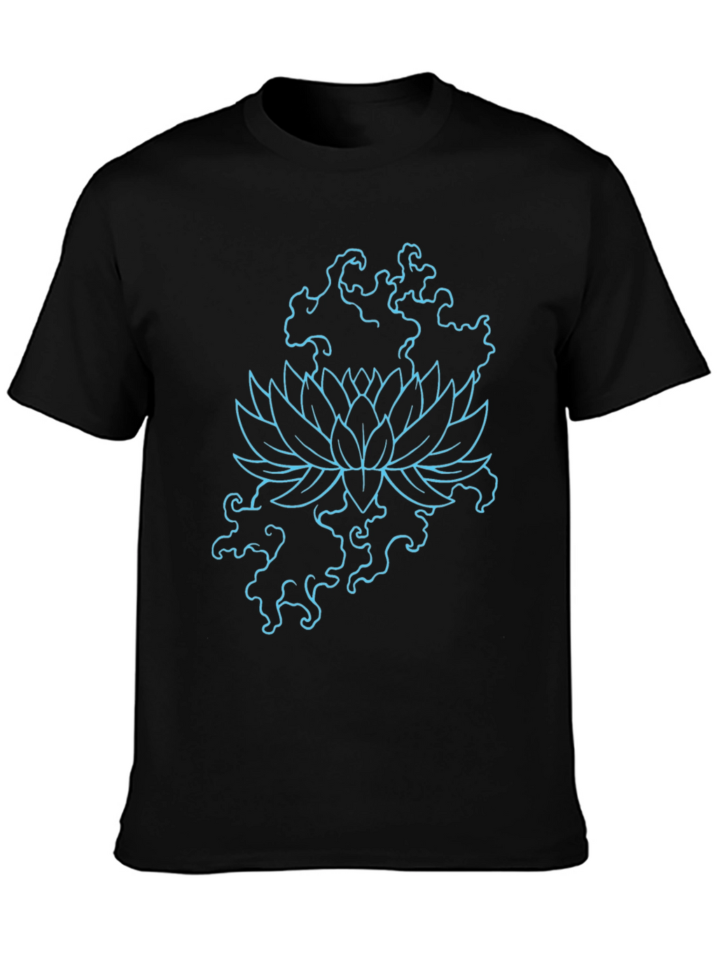 Lotus Flower Graphic Print Tee - Black