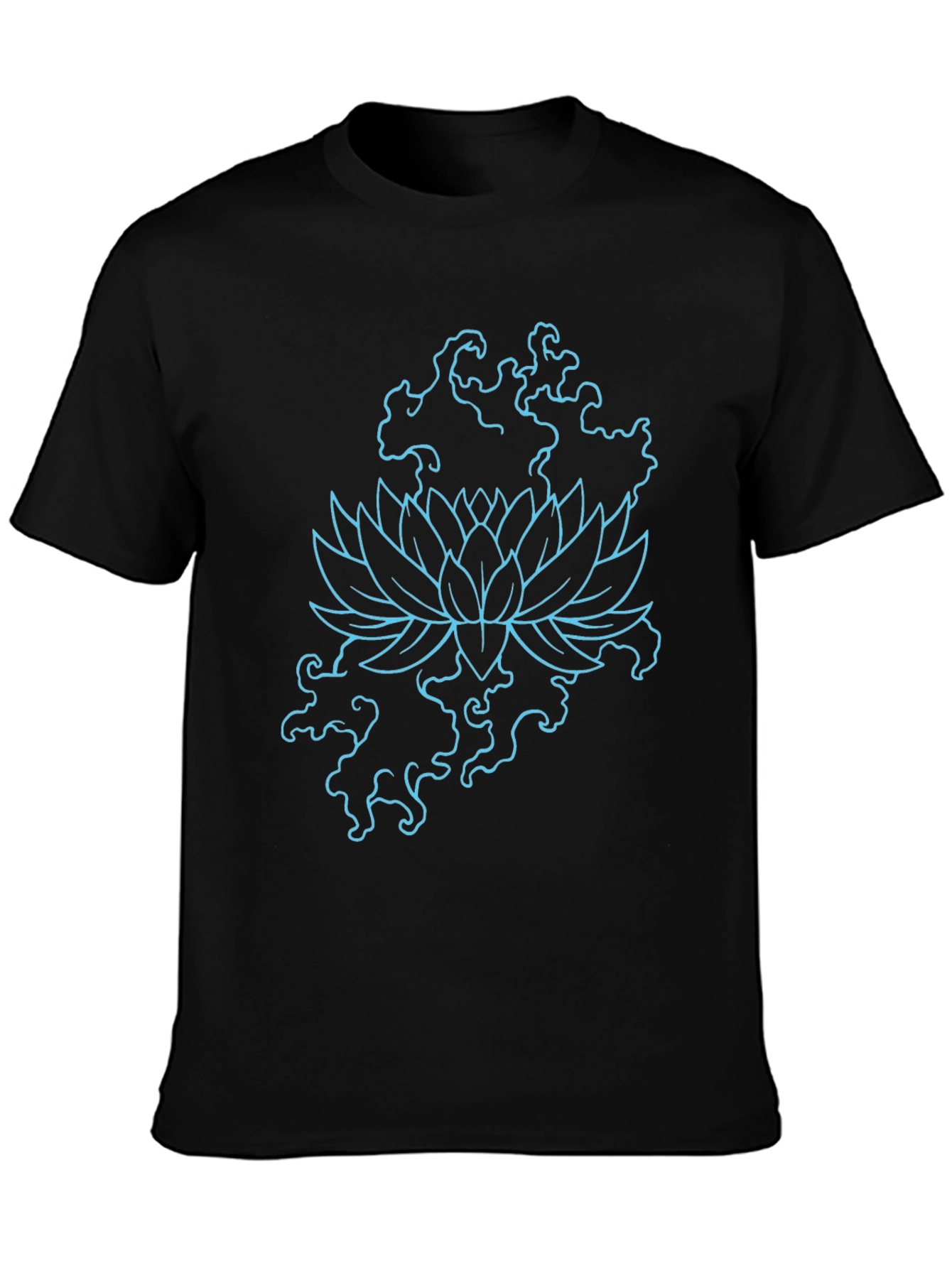 Lotus Flower Graphic Print Tee - Black