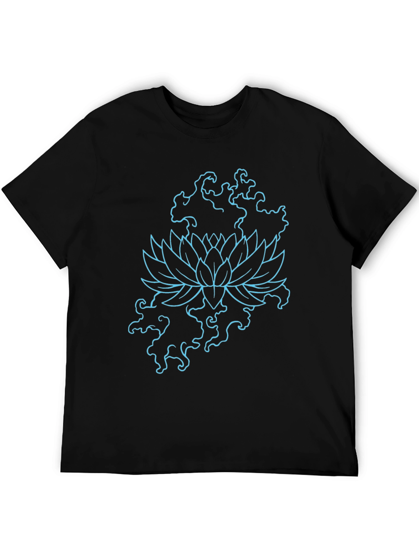 Lotus Flower Graphic Print Tee - Black