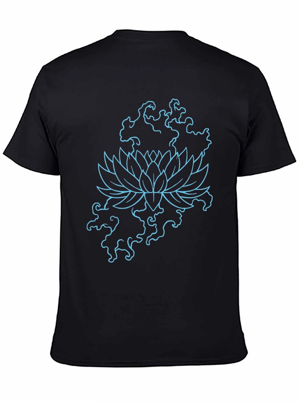 Lotus Flower Graphic Print Tee - Black