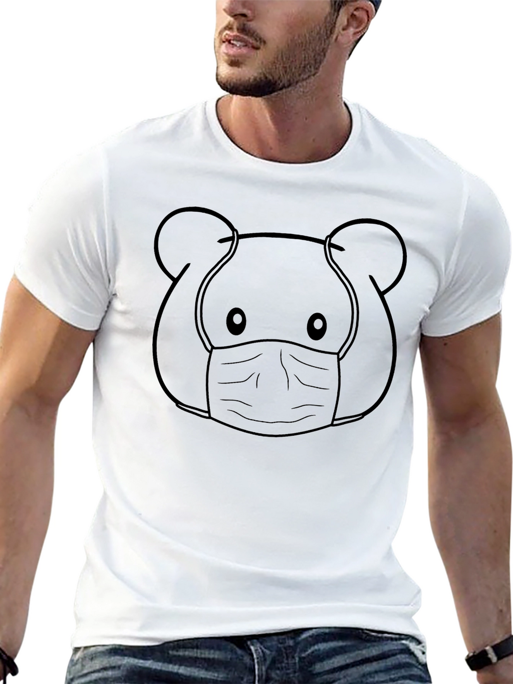 Cute Bear Face Mask T-Shirt