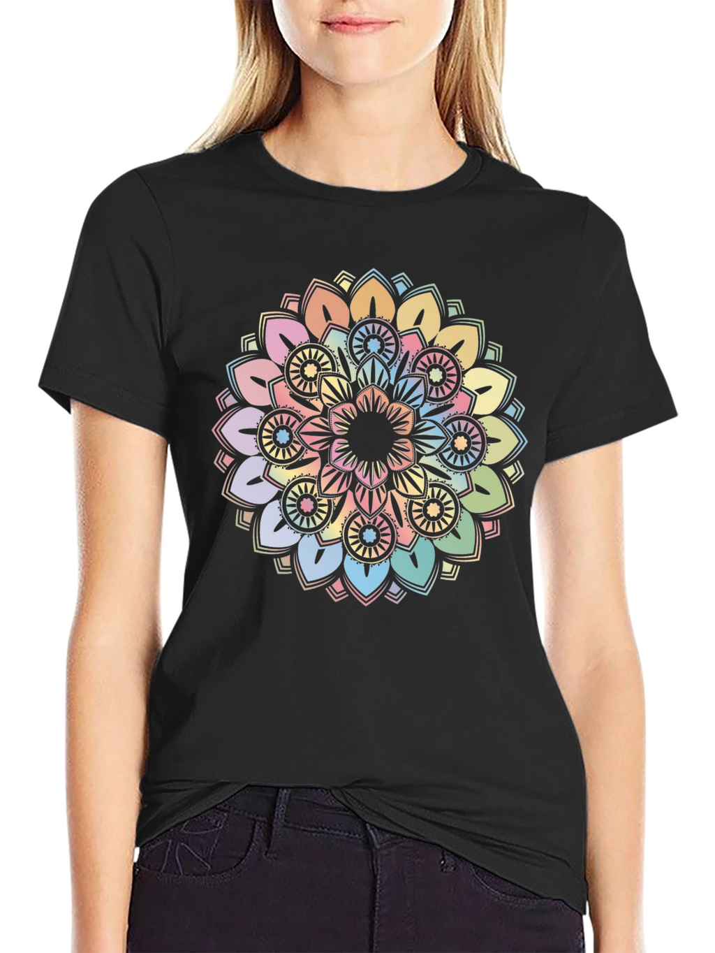 Pastel Mandala Graphic Tee - Soft & Stylish
