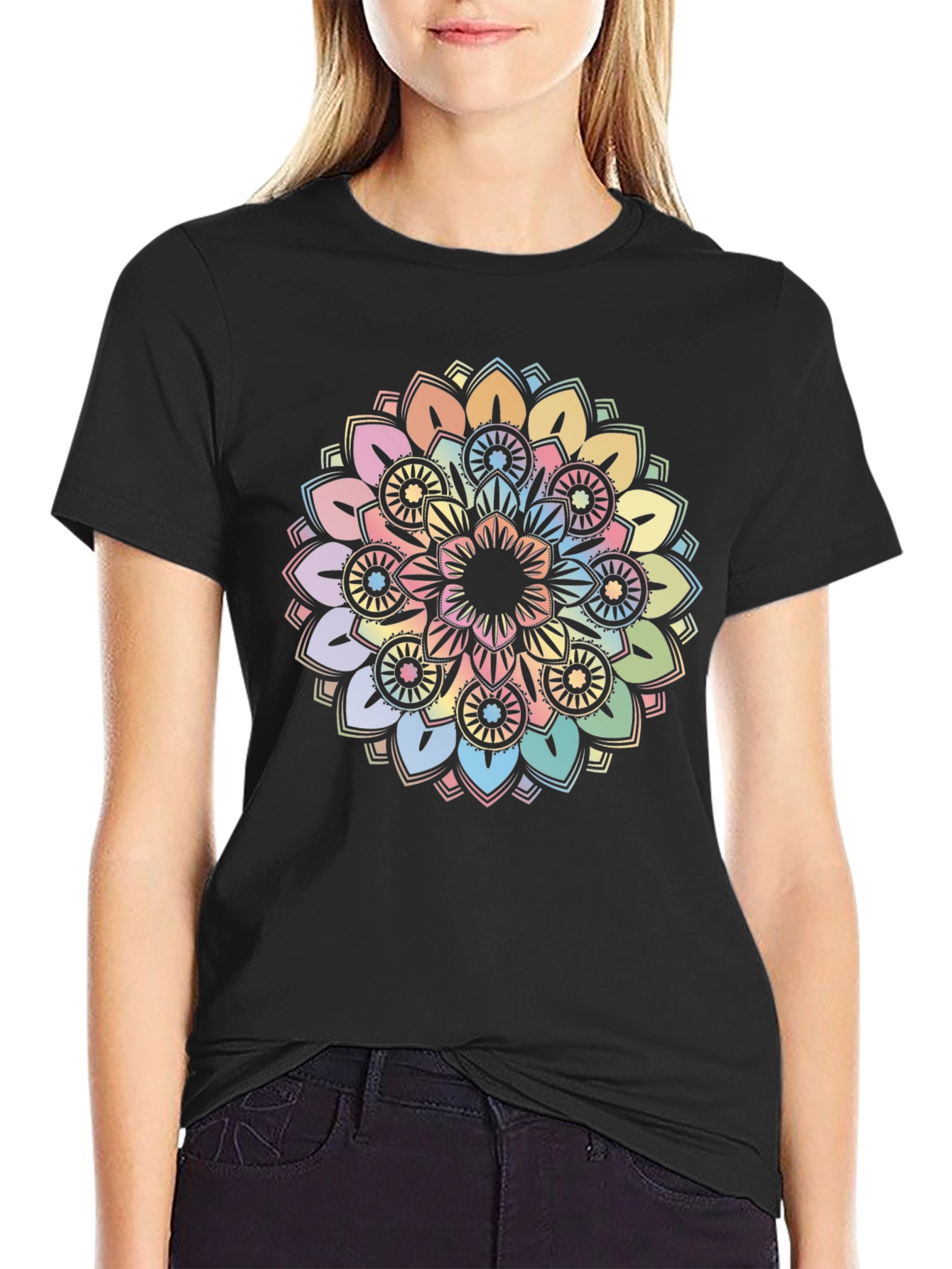 Pastel Mandala Graphic Tee - Soft & Stylish