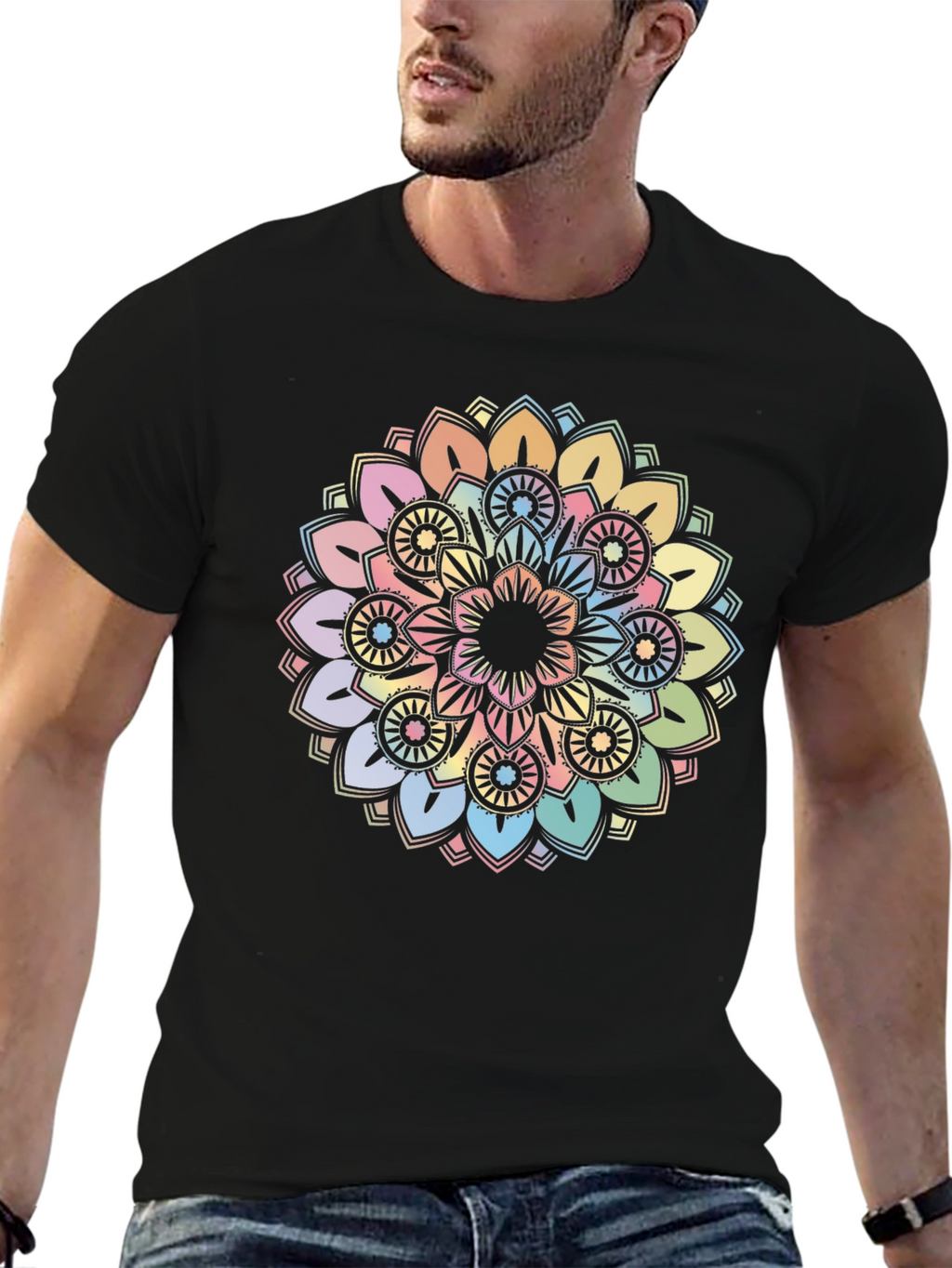 Pastel Mandala Graphic Tee - Soft & Stylish
