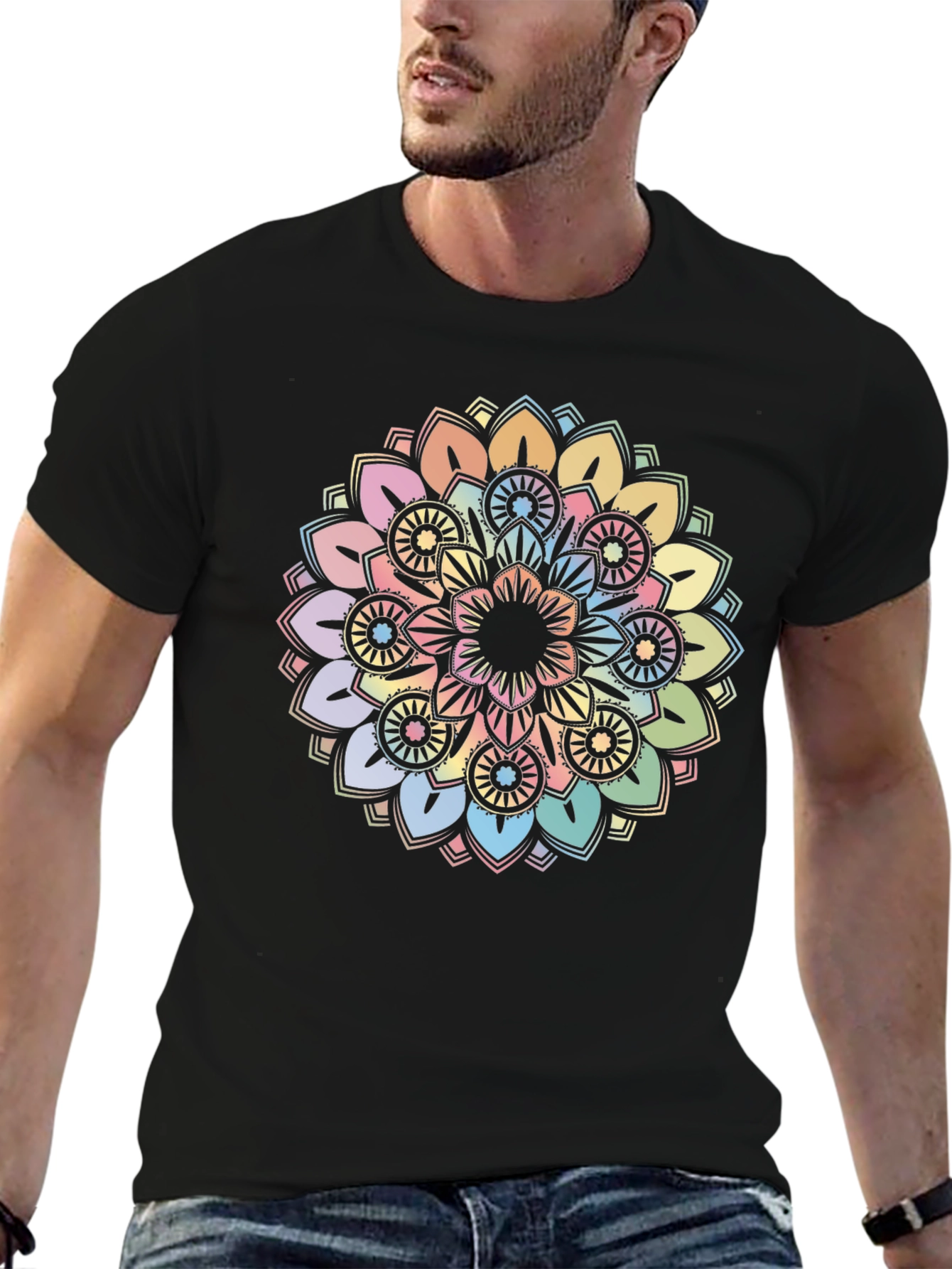 Pastel Mandala Graphic Tee - Soft & Stylish