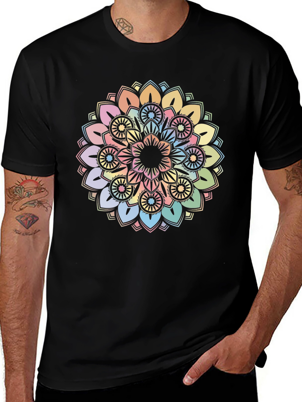 Pastel Mandala Graphic Tee - Soft & Stylish