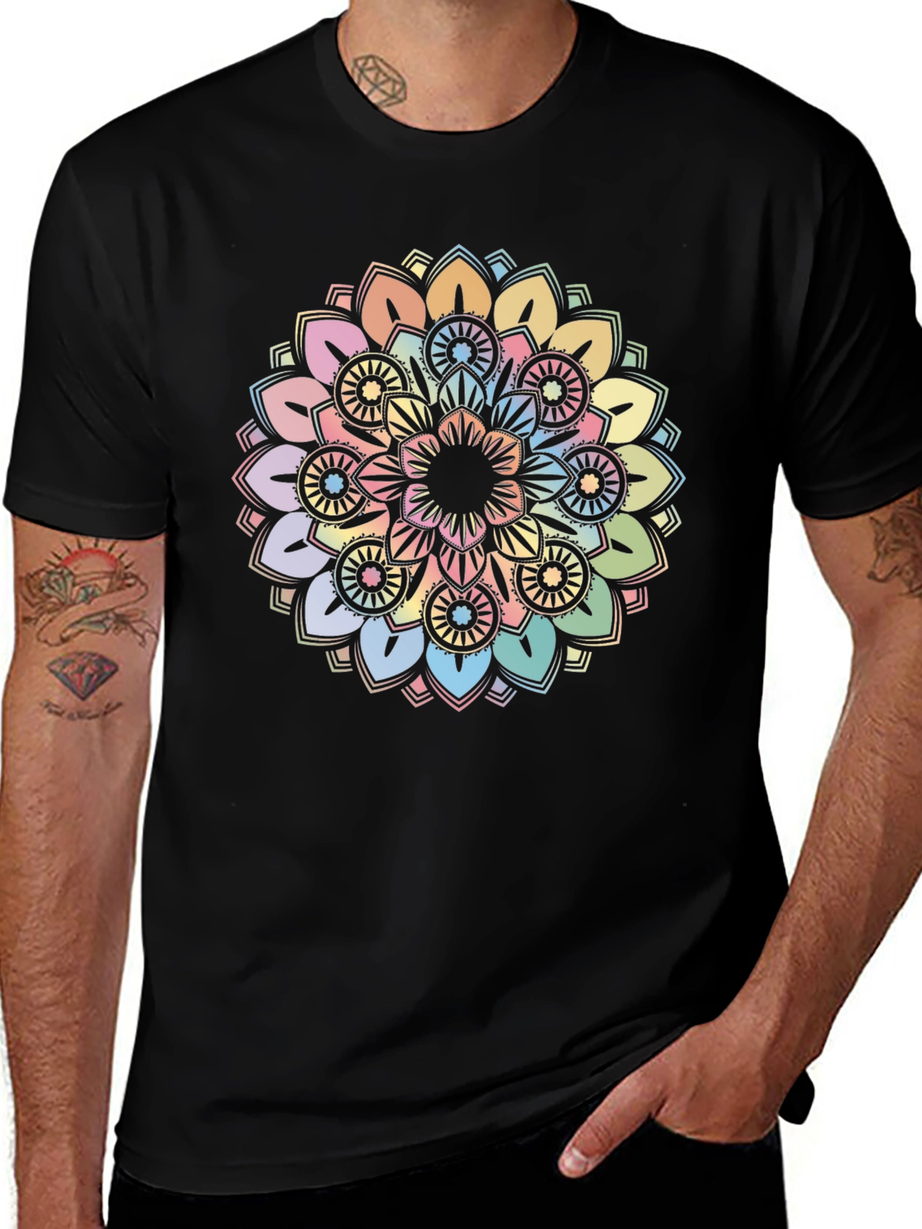 Pastel Mandala Graphic Tee - Soft & Stylish
