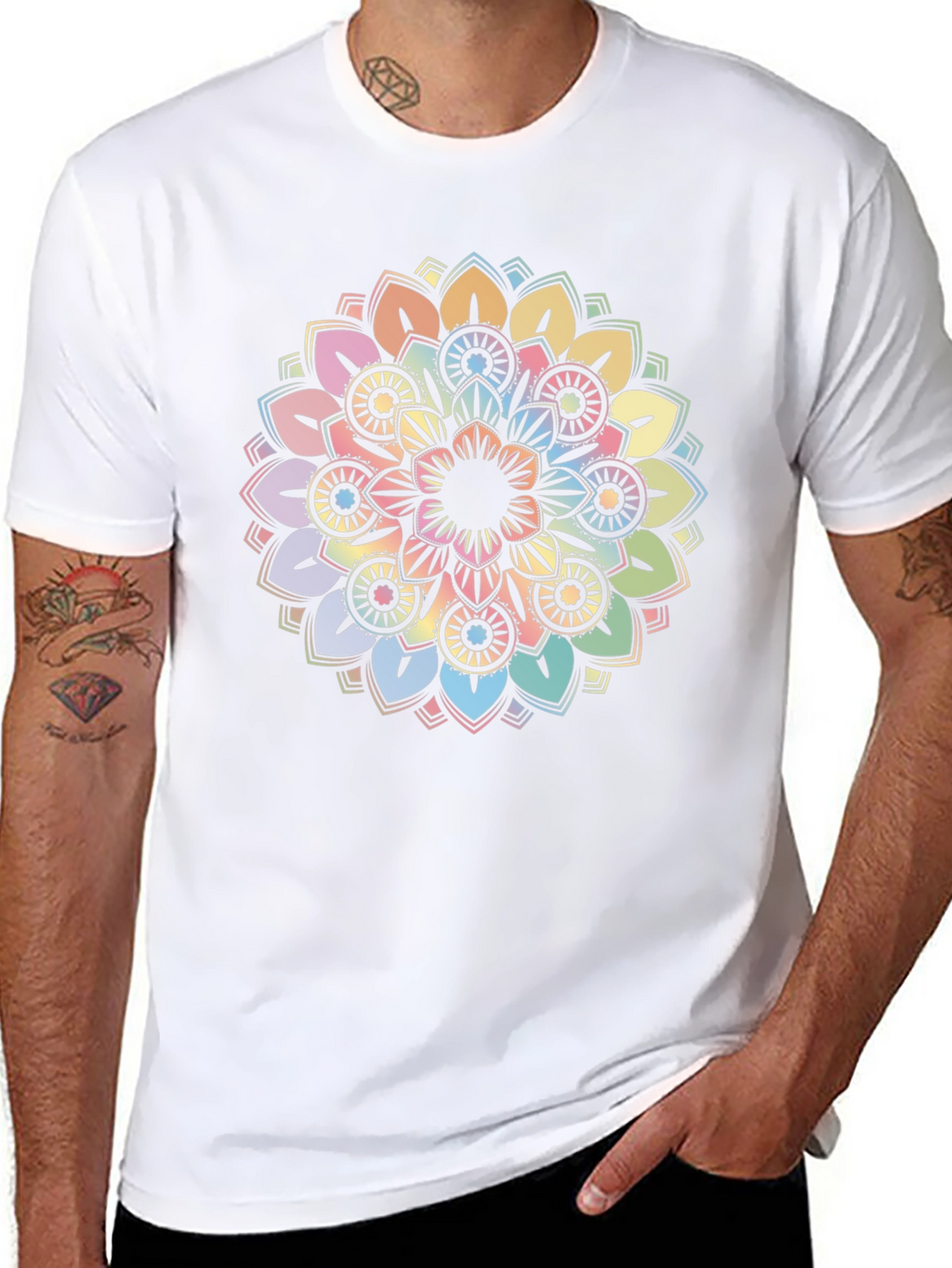 Pastel Mandala Graphic Tee - Soft & Stylish