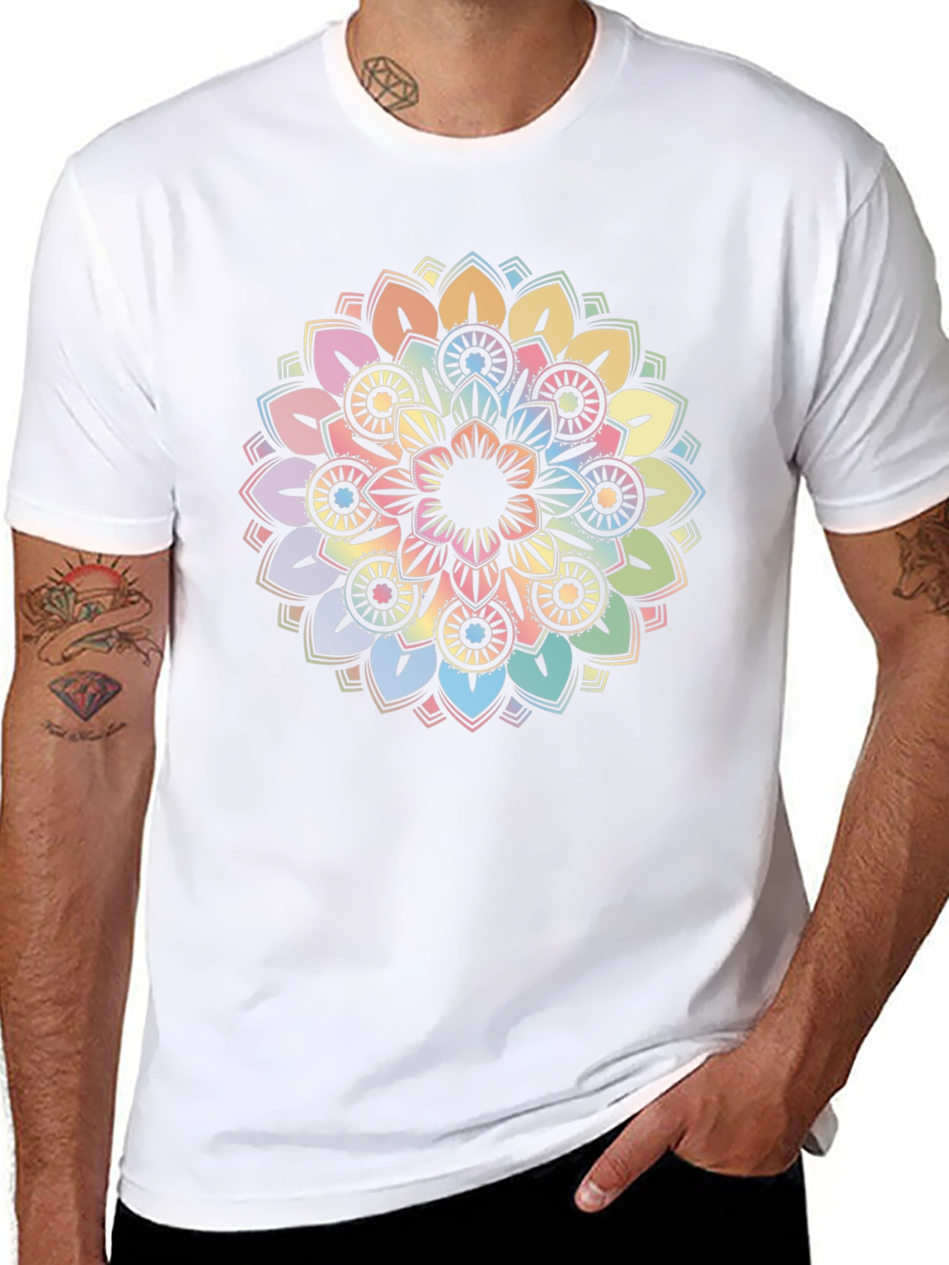 Pastel Mandala Graphic Tee - Soft & Stylish