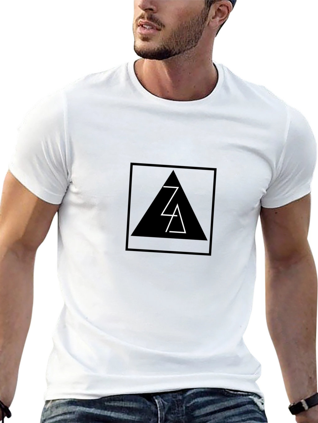 Modern Black T-Shirt with Geometric Triangle Design