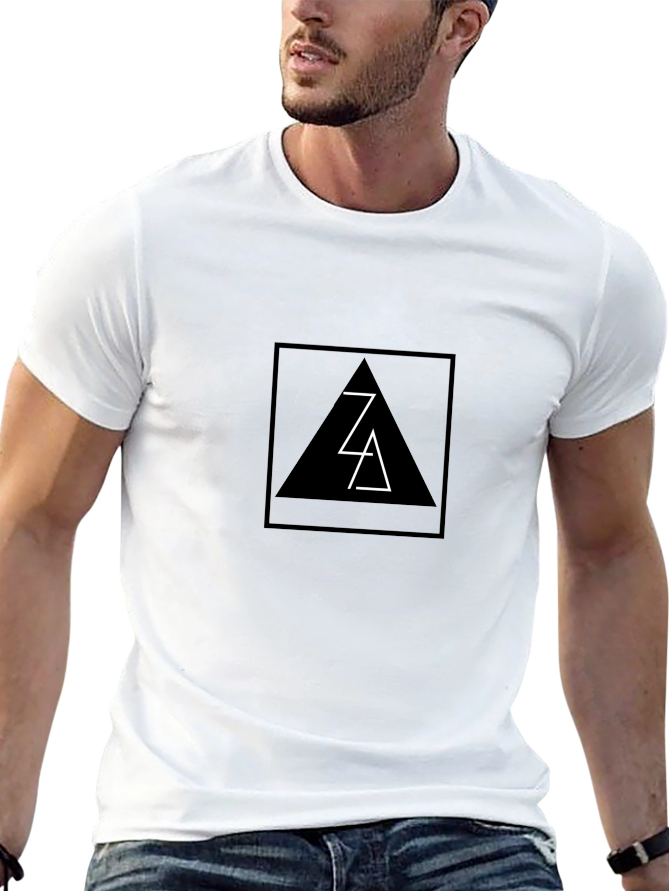 Modern Black T-Shirt with Geometric Triangle Design
