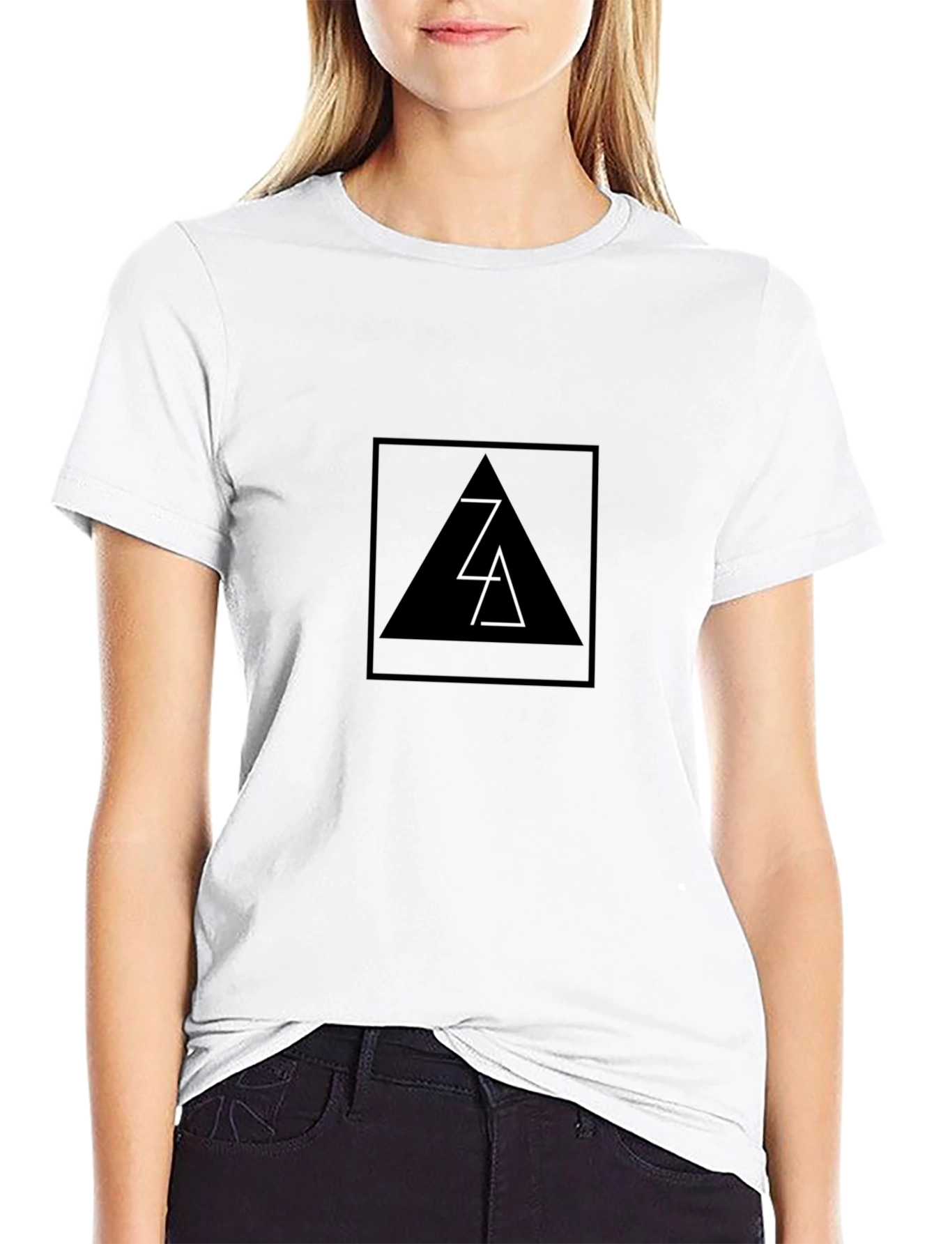 Modern Black T-Shirt with Geometric Triangle Design