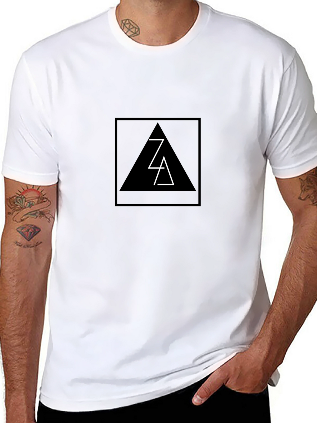 Modern Black T-Shirt with Geometric Triangle Design