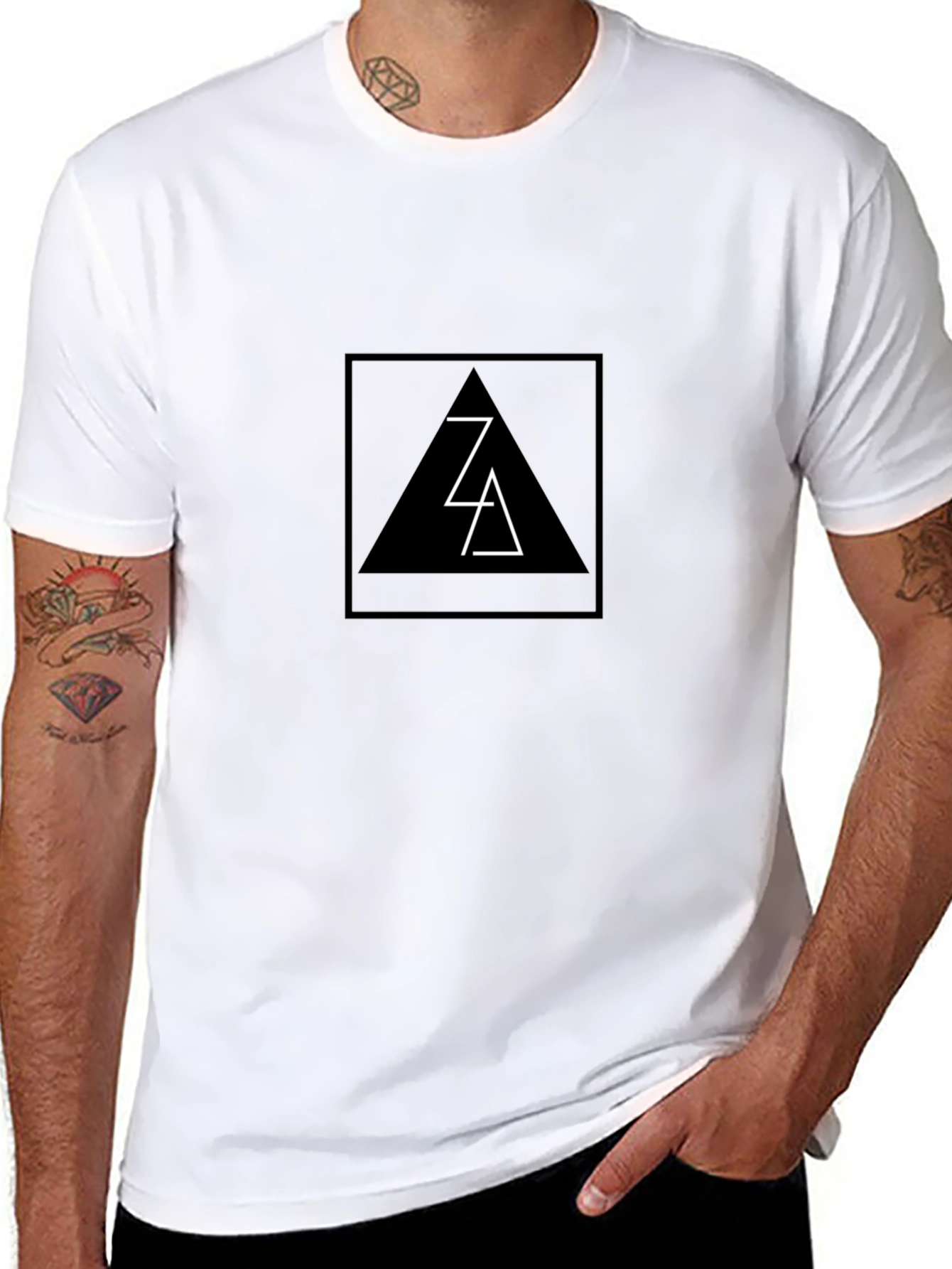 Modern Black T-Shirt with Geometric Triangle Design