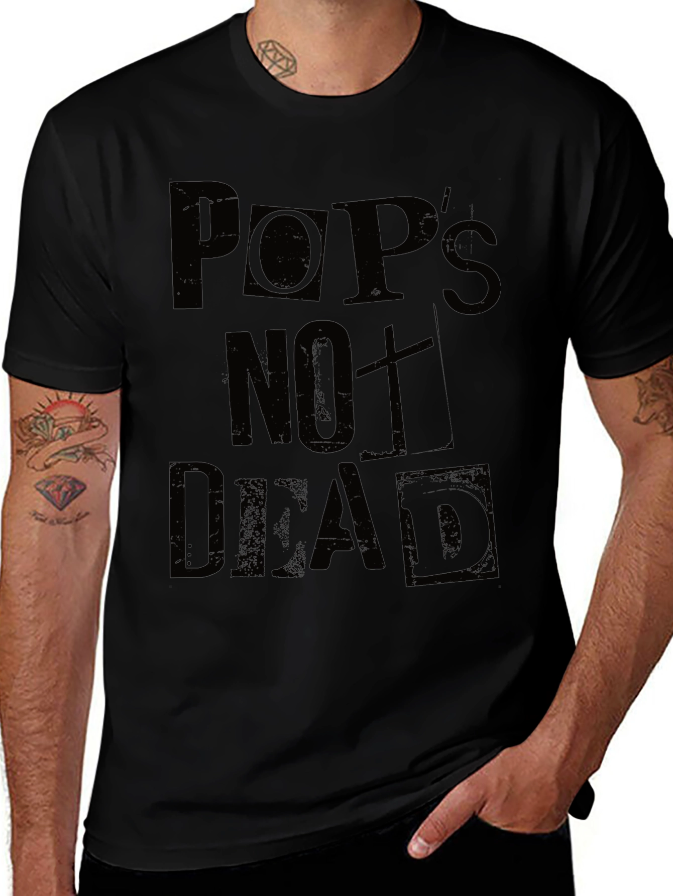 Pops Not Dead Mens Graphic Tee - Black