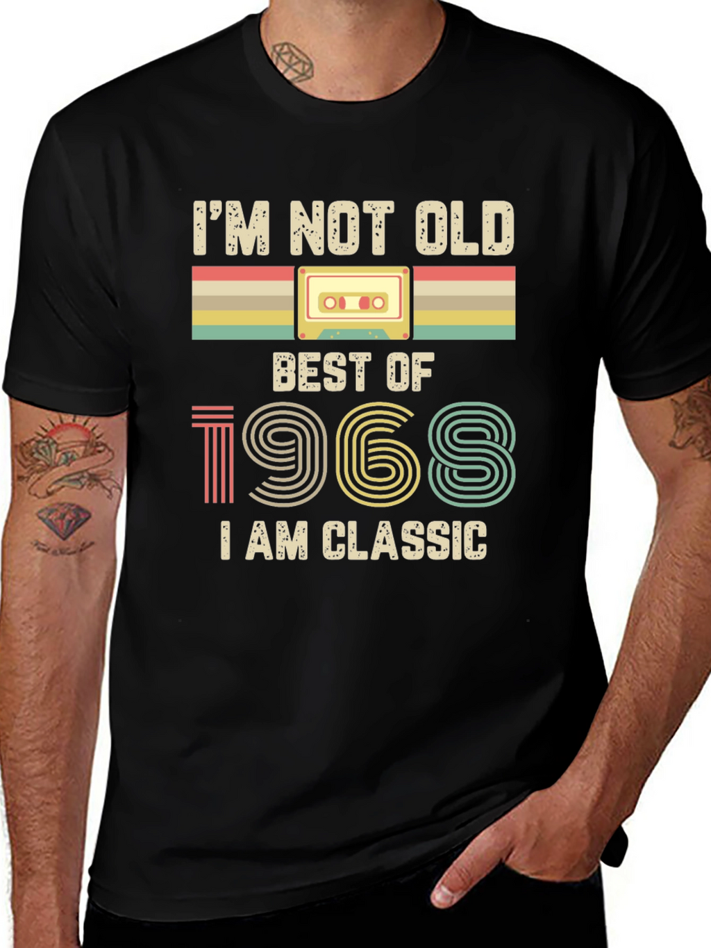 Retro 1968 Classic Cassette Tape Graphic T-Shirt