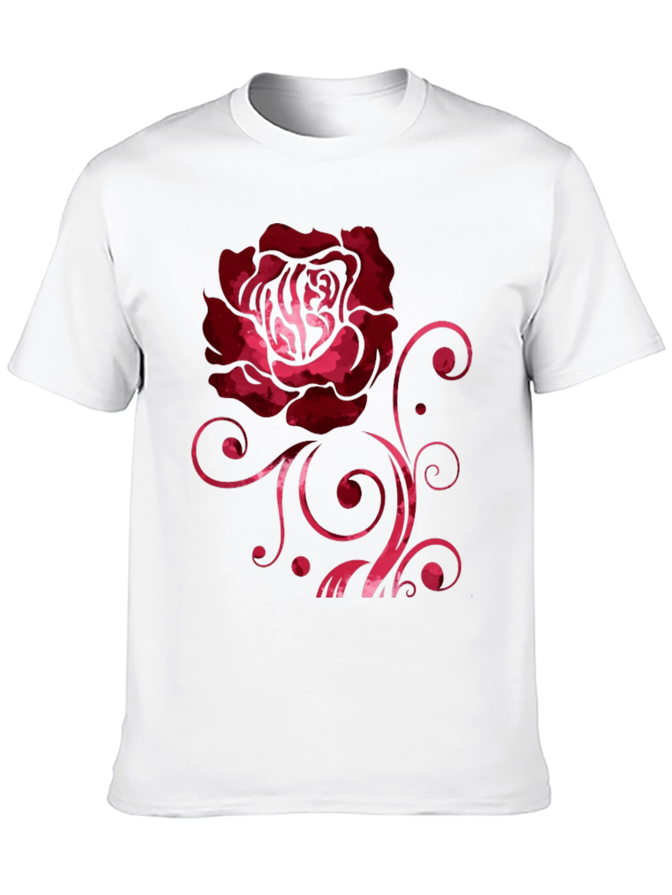 Rose Graphic Print Black Crew Neck T-Shirt
