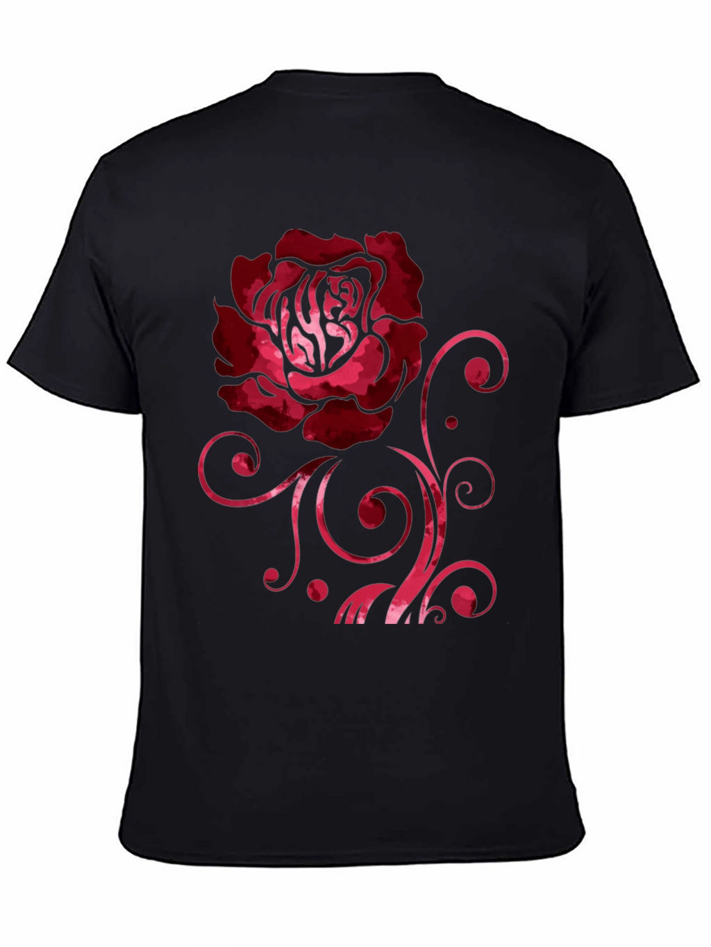 Rose Graphic Print Black Crew Neck T-Shirt