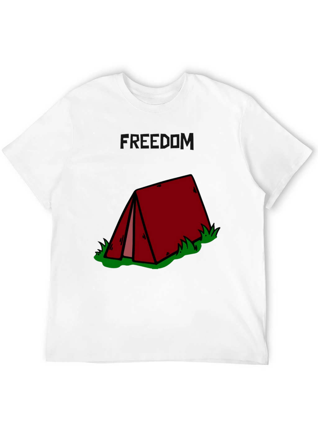 Camping Tent Graphic Tee - Black Cotton T-Shirt