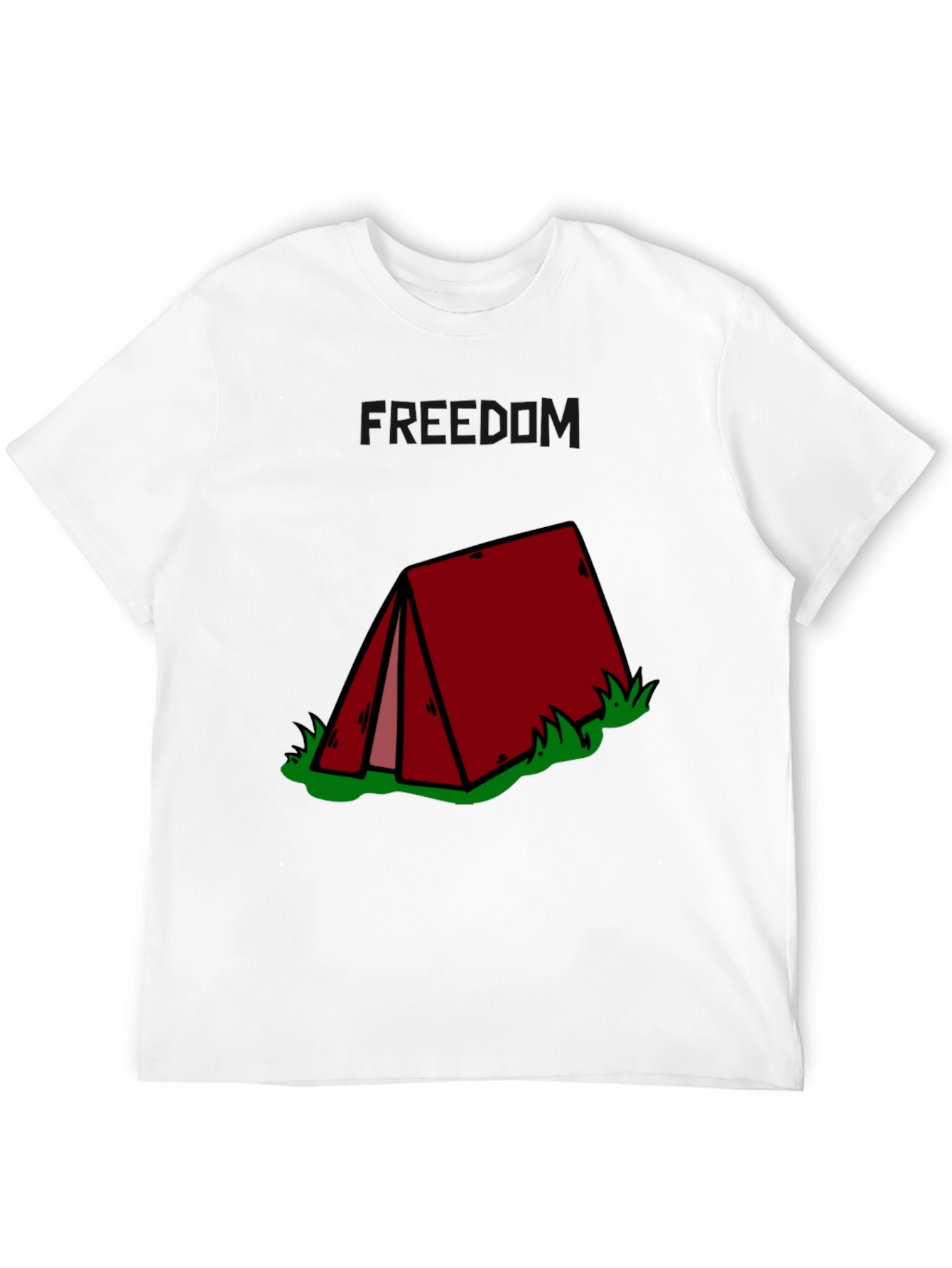 Camping Tent Graphic Tee - Black Cotton T-Shirt