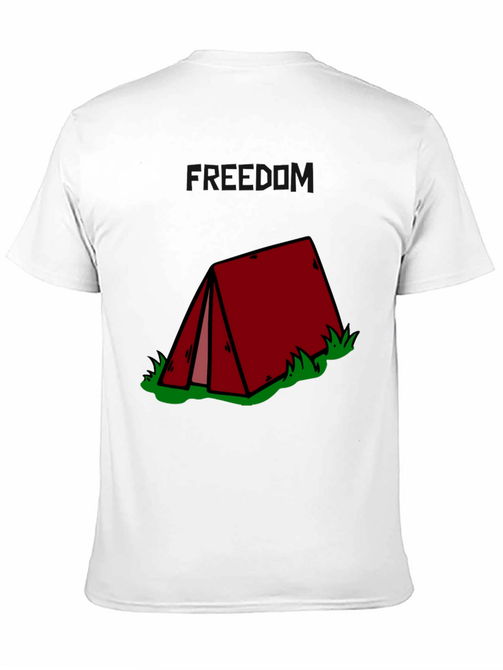 Camping Tent Graphic Tee - Black Cotton T-Shirt