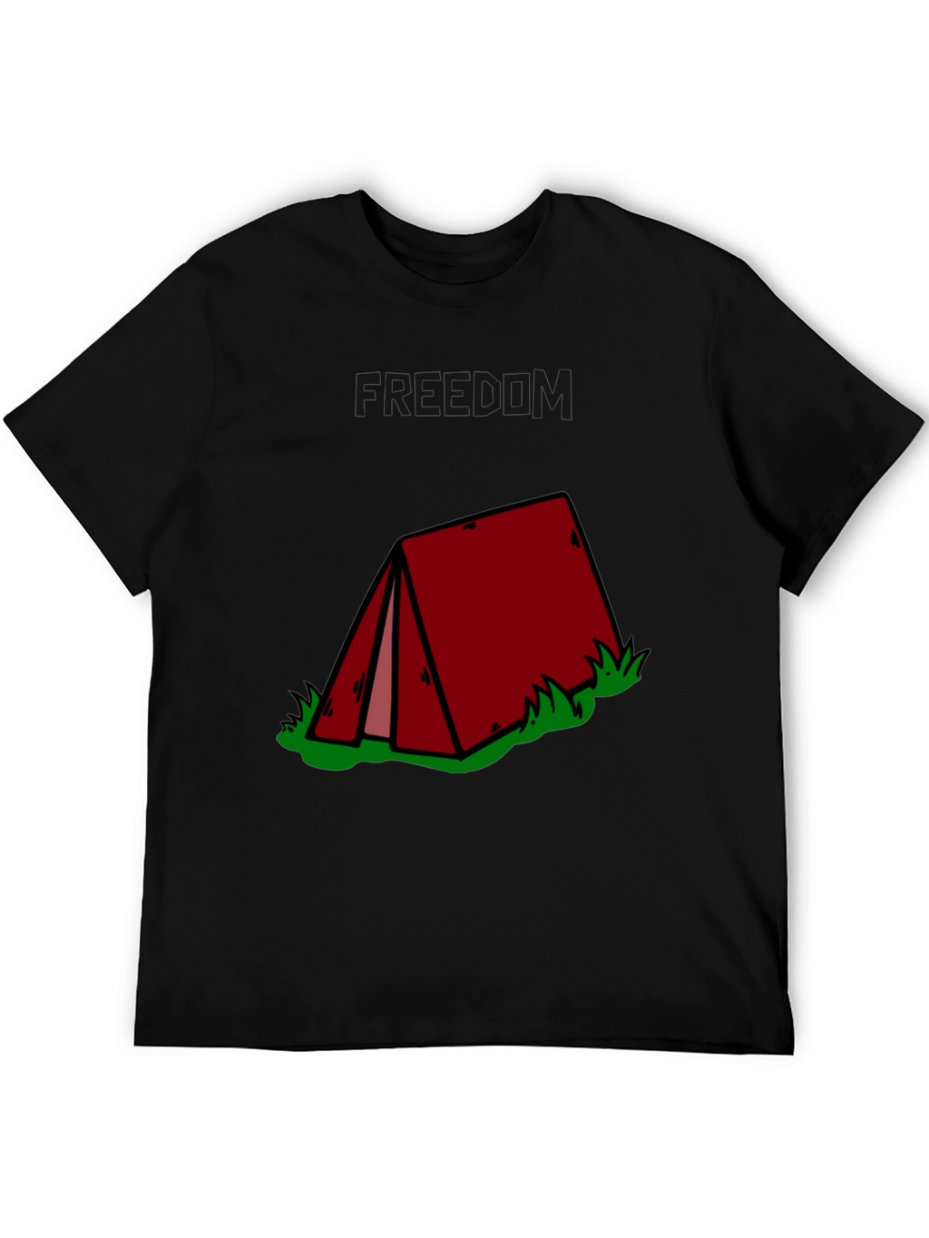 Camping Tent Graphic Tee - Black Cotton T-Shirt