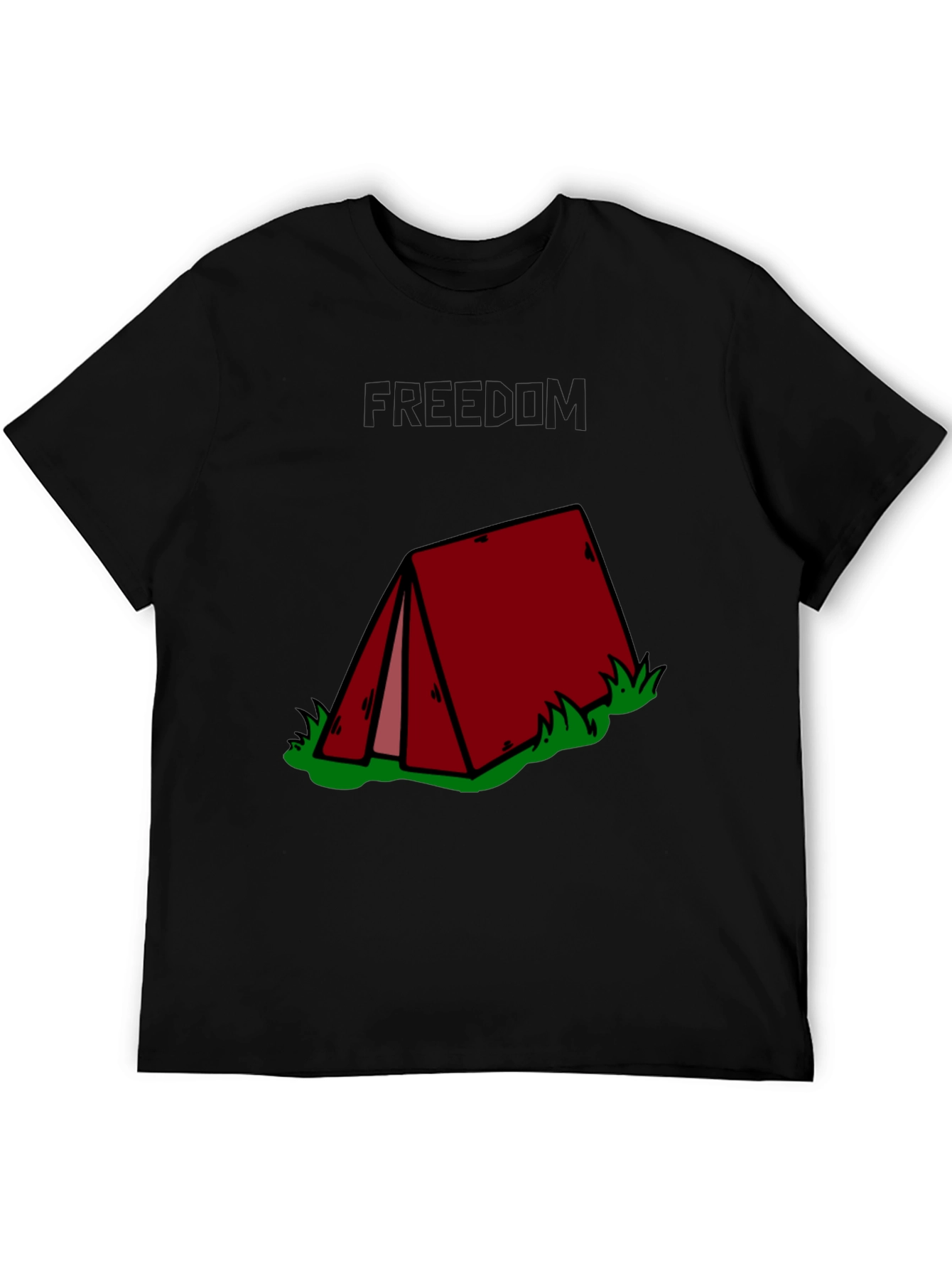Camping Tent Graphic Tee - Black Cotton T-Shirt