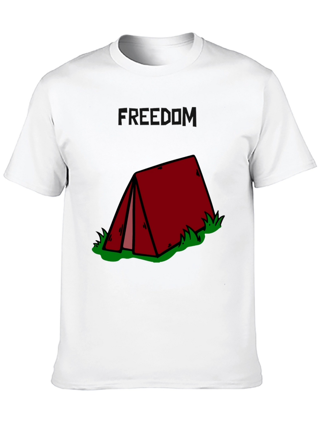 Camping Tent Graphic Tee - Black Cotton T-Shirt