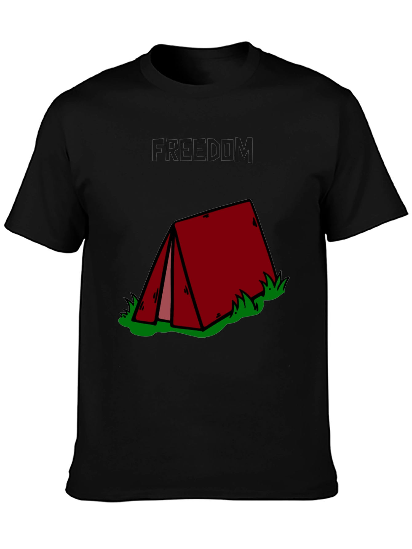 Camping Tent Graphic Tee - Black Cotton T-Shirt