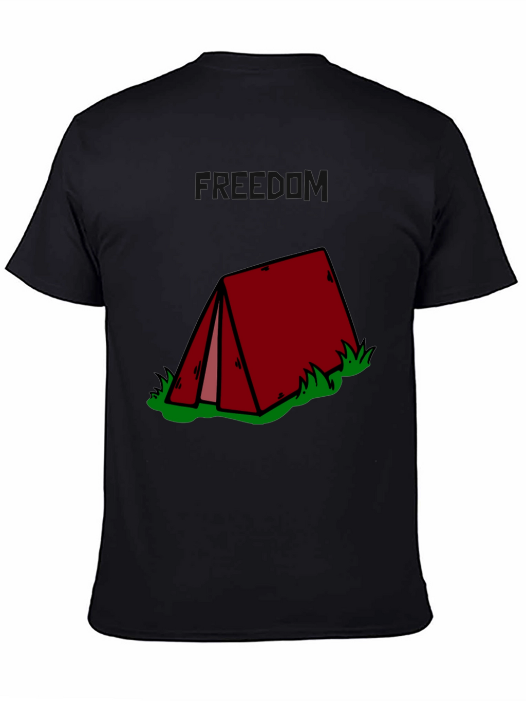 Camping Tent Graphic Tee - Black Cotton T-Shirt