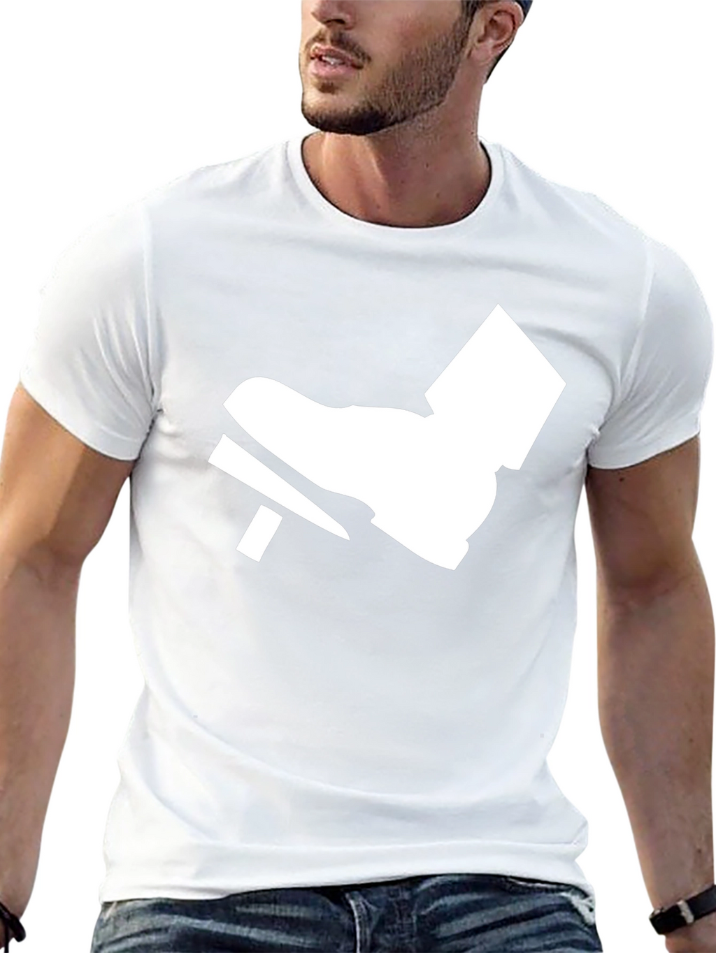 Black T-Shirt with White Foot Pedal Design