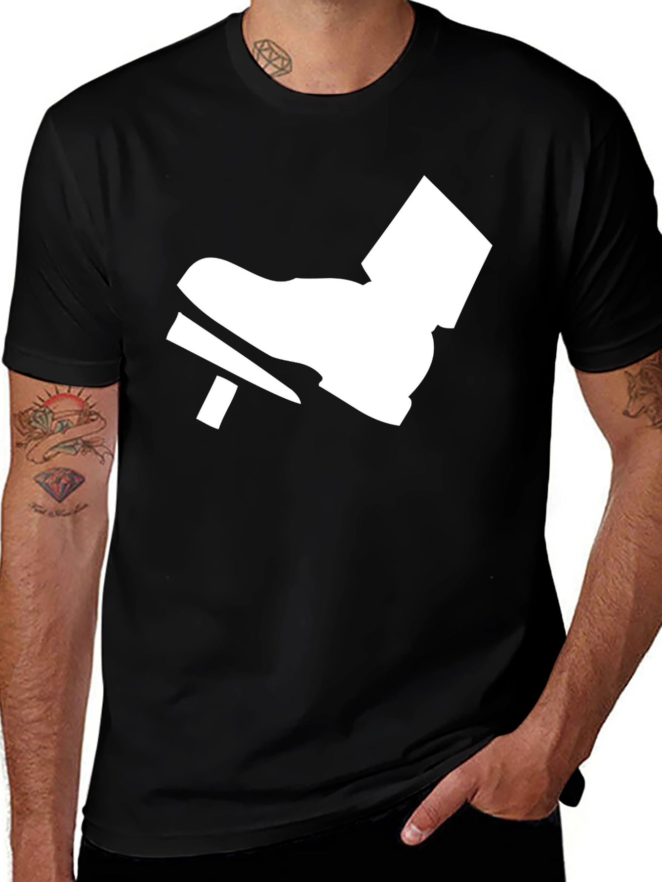 Black T-Shirt with White Foot Pedal Design
