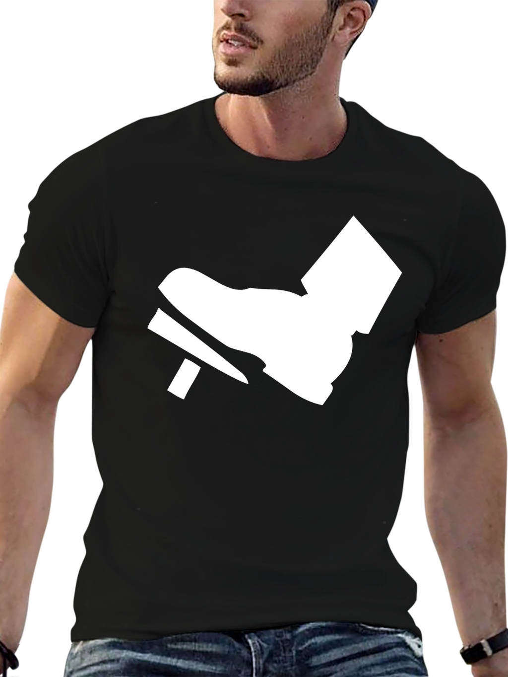 Black T-Shirt with White Foot Pedal Design