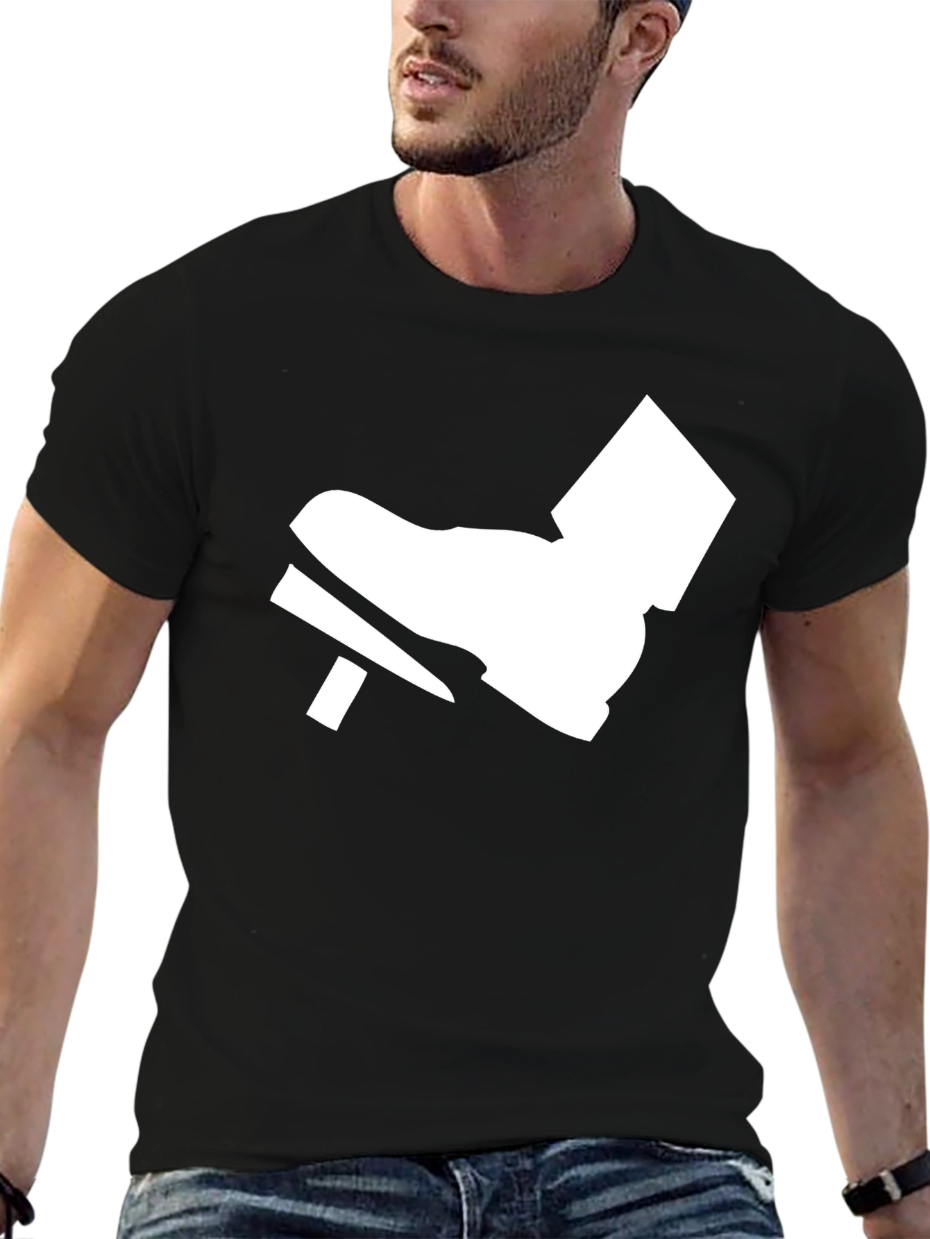 Black T-Shirt with White Foot Pedal Design