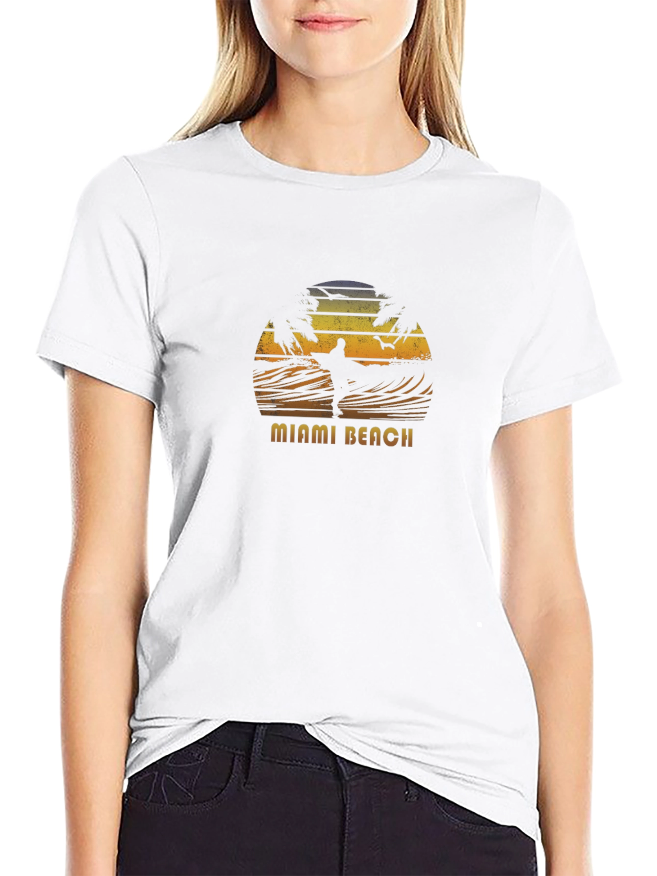 Miami Beach Retro Surf Graphic Tee