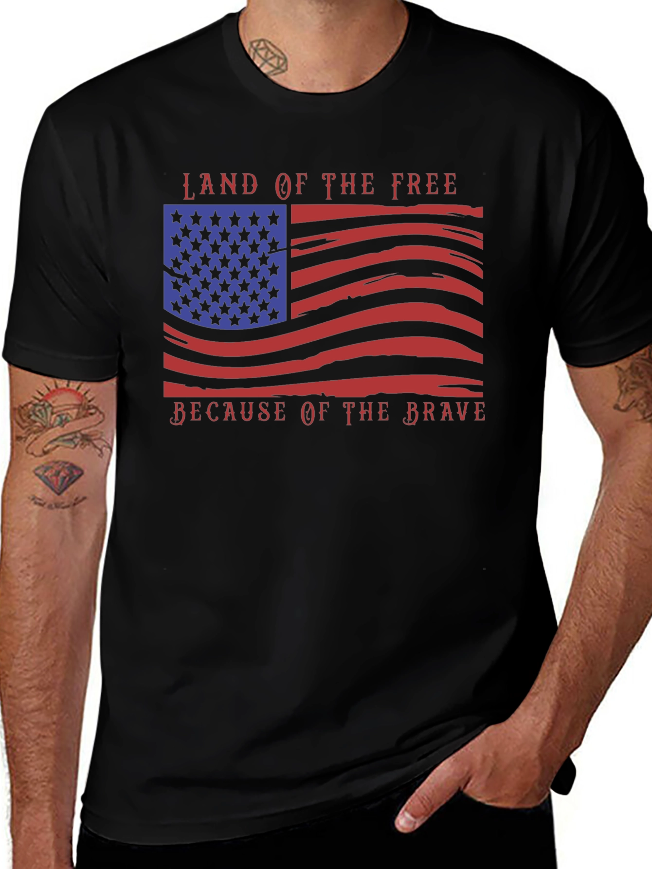 American Flag T-Shirt: Land of the Free Brave Design