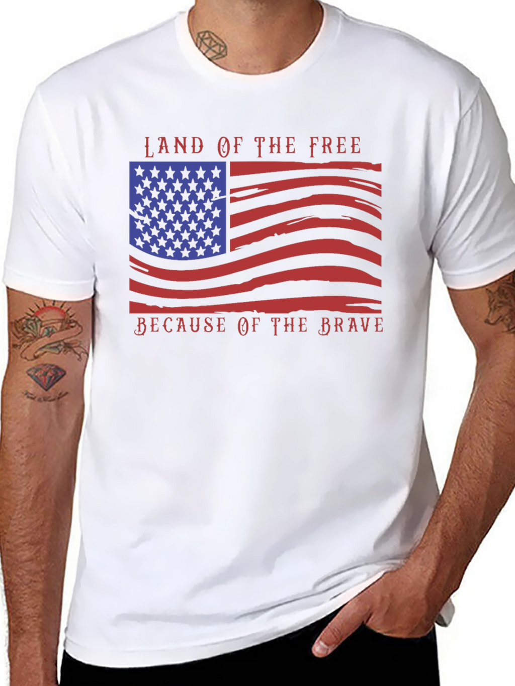 American Flag T-Shirt: Land of the Free Brave Design