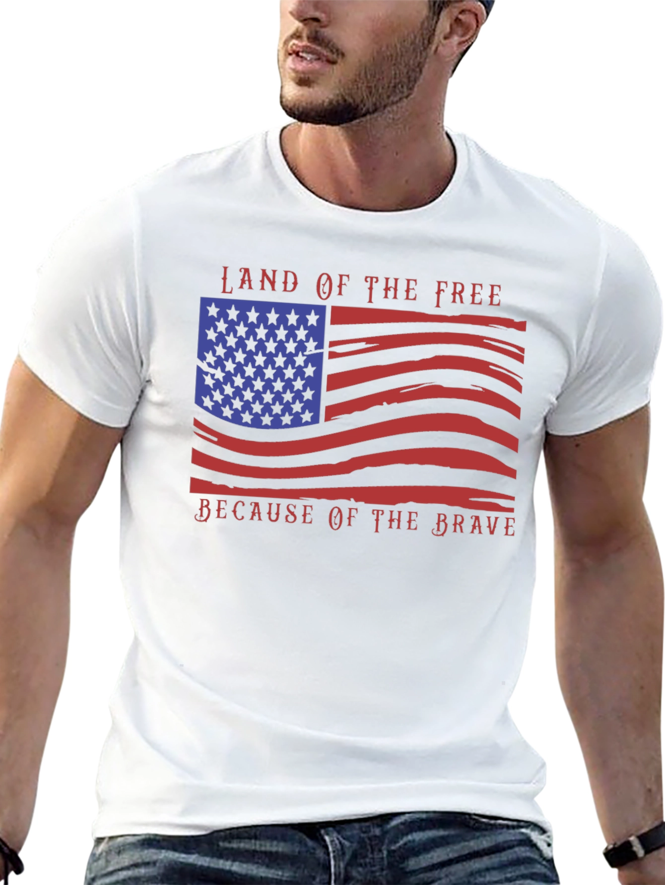 American Flag T-Shirt: Land of the Free Brave Design